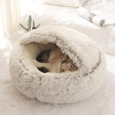Katzenbett rosa – Donut-Design mit Plüsch für Katzen


