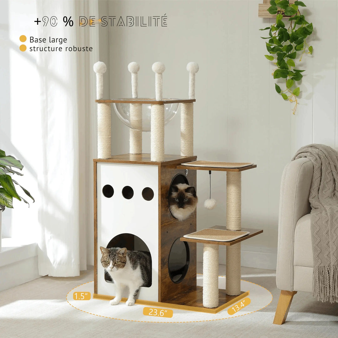 PRISME™ — Design-kratzbaum aus Holz mit Höhle & Plattformen