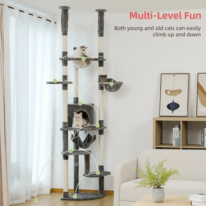 ÉCLIPSE™ — Eleganter XXL Katzenbaum mit Boden-Decken-Spannsystem