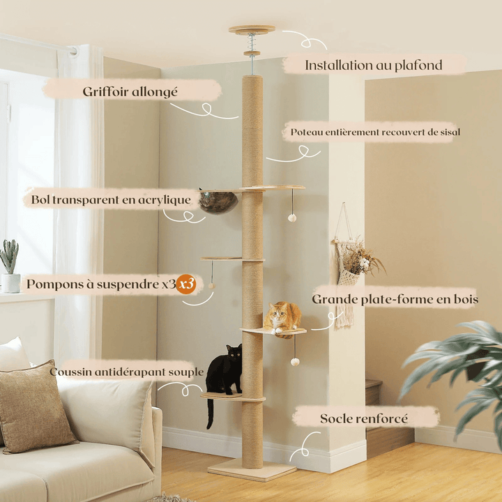 ALTITUDE™ — Minimalistischer Katzenbaum mit Boden-Decken-Spannsystem