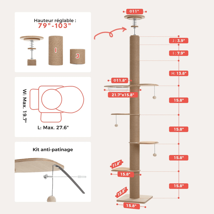 ALTITUDE™ — Minimalistischer Katzenbaum mit Boden-Decken-Spannsystem