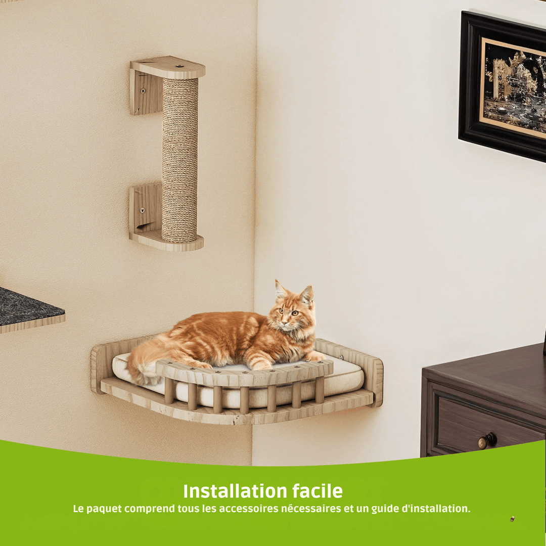 FACETTE™ — Katzen-Wandparcours aus Holz im Design-Stil | Premium Wand-kratzbaum