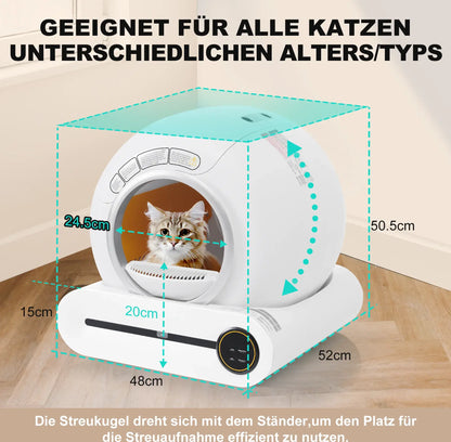 Elektronisches Katzenklo mit Selbstreinigungsfunktion und geräumiger Innenschale
