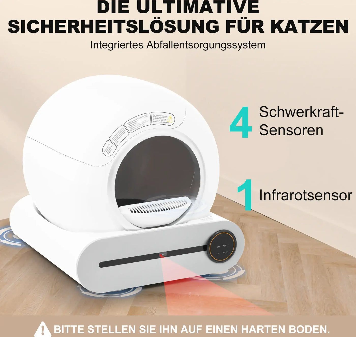 Selbstreinigendes Katzenklo mit LED-Anzeige – einfache Bedienung & Steuerung
