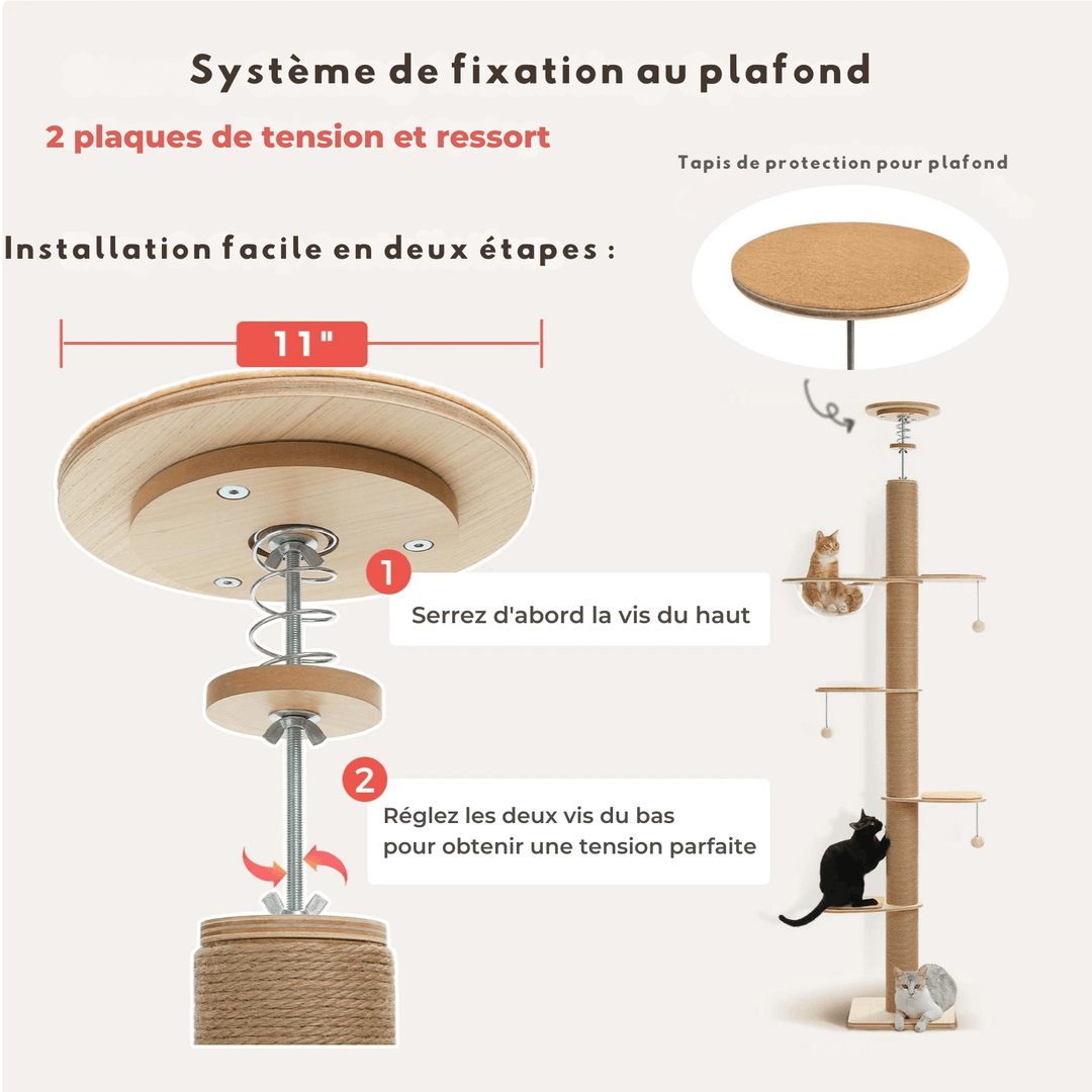 ALTITUDE™ — Minimalistischer Katzenbaum mit Boden-Decken-Spannsystem