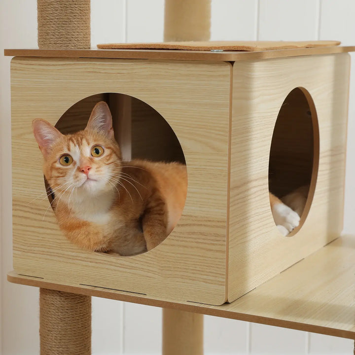 CORTEX™ — XXL Katzenbaum aus Naturholz mit Höhle & Plattformen