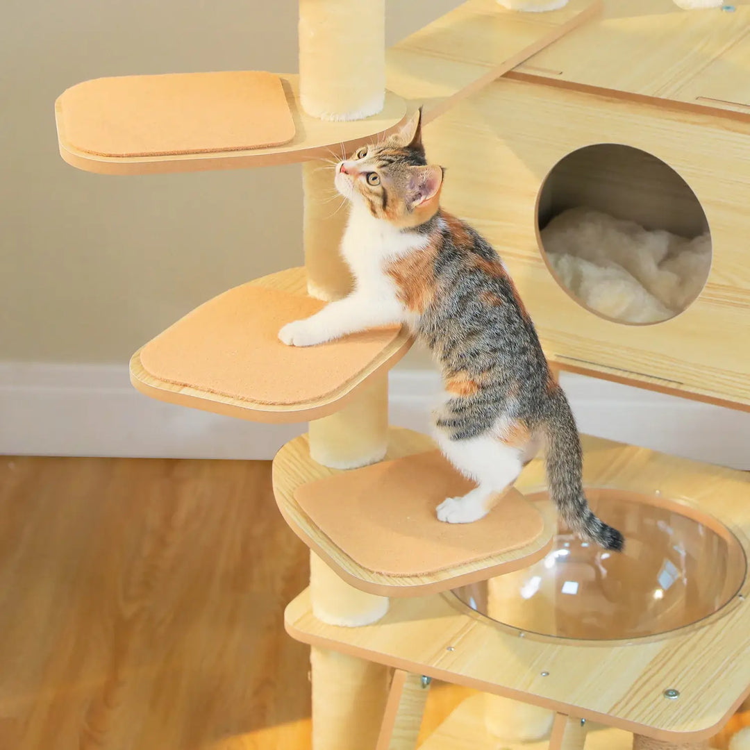 CORTEX™ — XXL Katzenbaum aus Naturholz mit Höhle & Plattformen