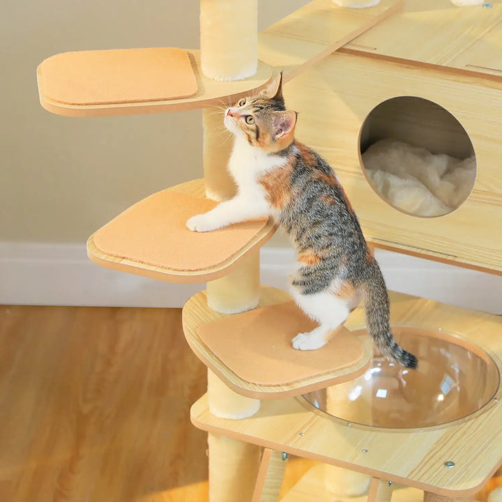 CORTEX™ — XXL Katzenbaum aus Naturholz mit Höhle & Plattformen