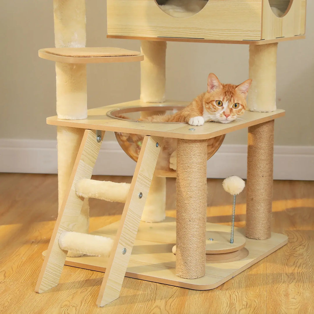 CORTEX™ — XXL Katzenbaum aus Naturholz mit Höhle & Plattformen