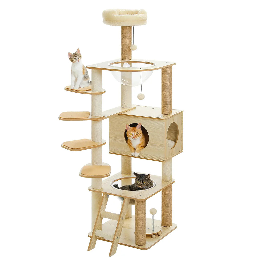 CORTEX™ — XXL Katzenbaum aus Naturholz mit Höhle & Plattformen