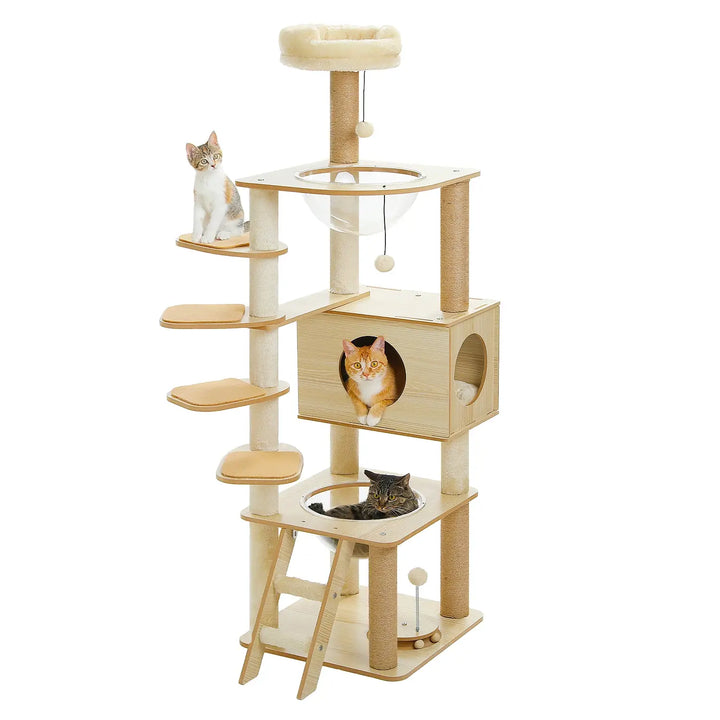 CORTEX™ — XXL Katzenbaum aus Naturholz mit Höhle & Plattformen