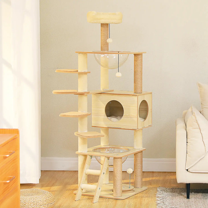CORTEX™ — XXL Katzenbaum aus Naturholz mit Höhle & Plattformen