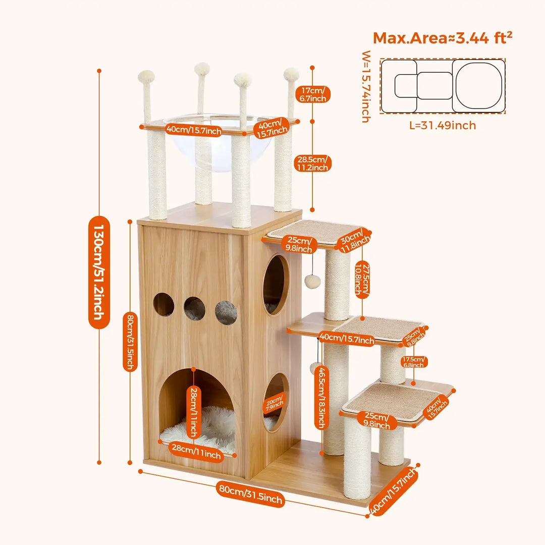 PRISME™ — Design-kratzbaum aus Holz mit Höhle & Plattformen