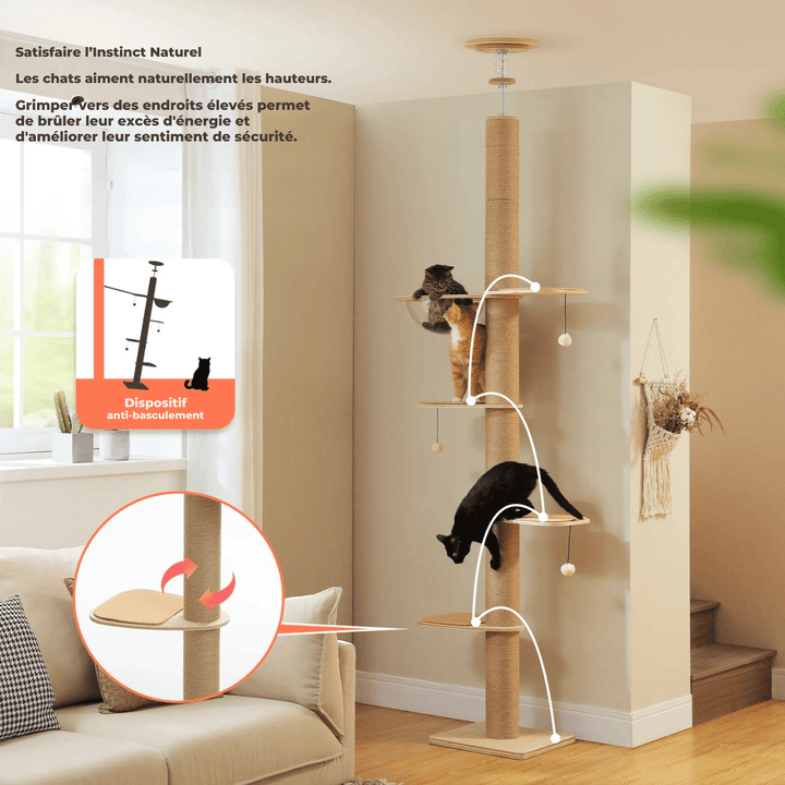 ALTITUDE™ — Minimalistischer Katzenbaum mit Boden-Decken-Spannsystem