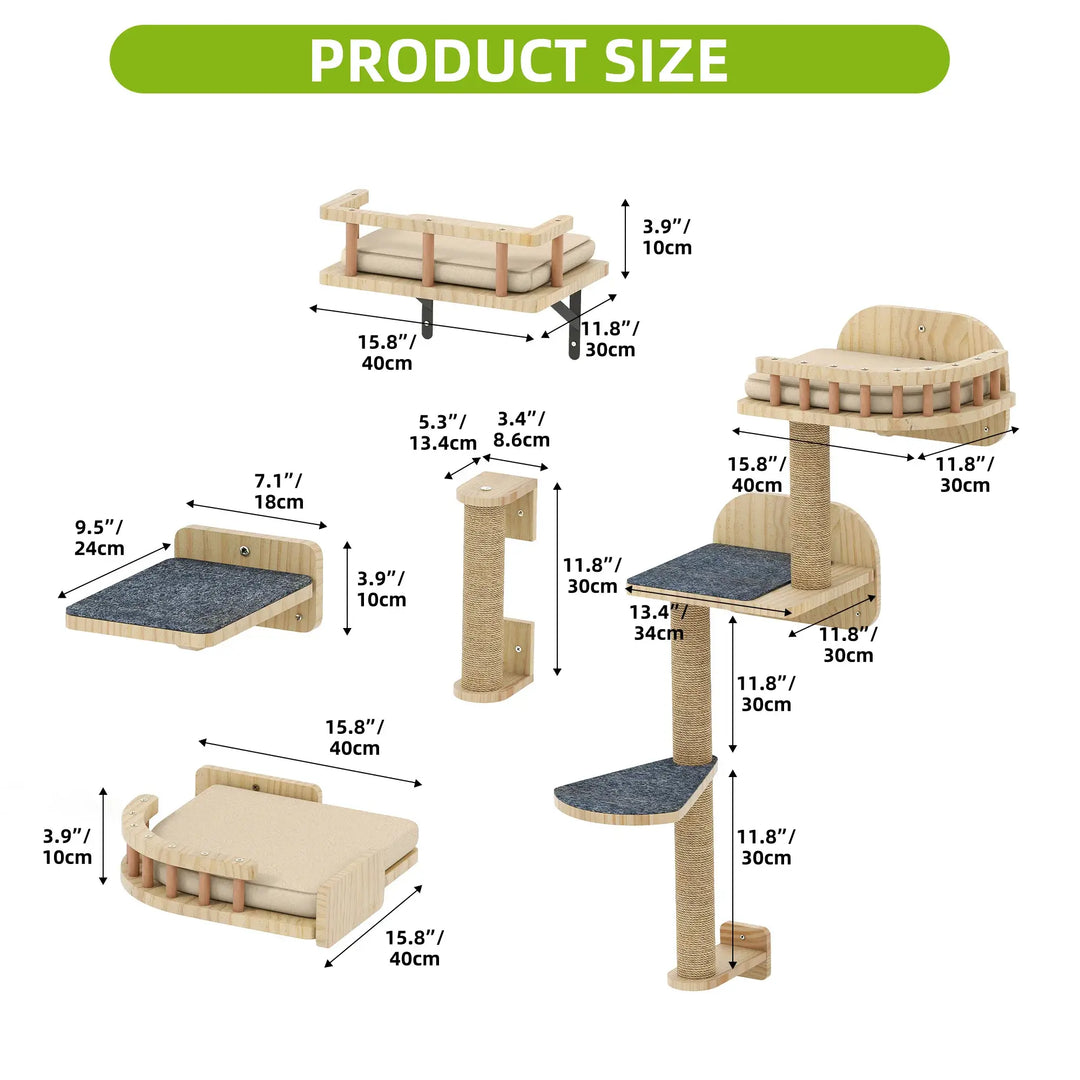 FACETTE™ — Katzen-Wandparcours aus Holz im Design-Stil | Premium Wand-kratzbaum