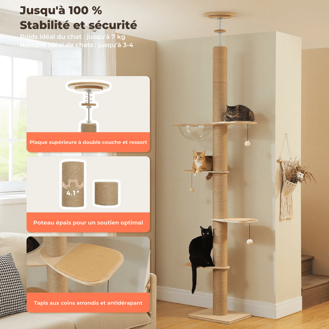 ALTITUDE™ — Minimalistischer Katzenbaum mit Boden-Decken-Spannsystem