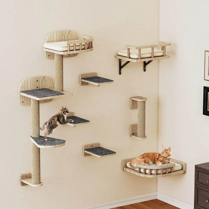 FACETTE™ — Katzen-Wandparcours aus Holz im Design-Stil | Premium Wand-kratzbaum