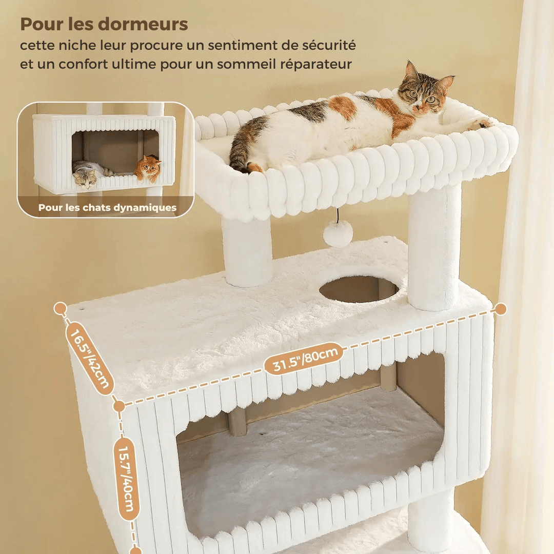 NOVA™ — XXL Katzenbaum 213 cm, mehrstöckig mit Hängematten & Schlafhöhle