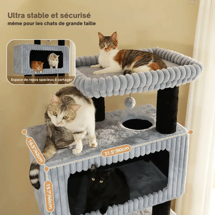 NOVA™ — XXL Katzenbaum 213 cm, mehrstöckig mit Hängematten & Schlafhöhle