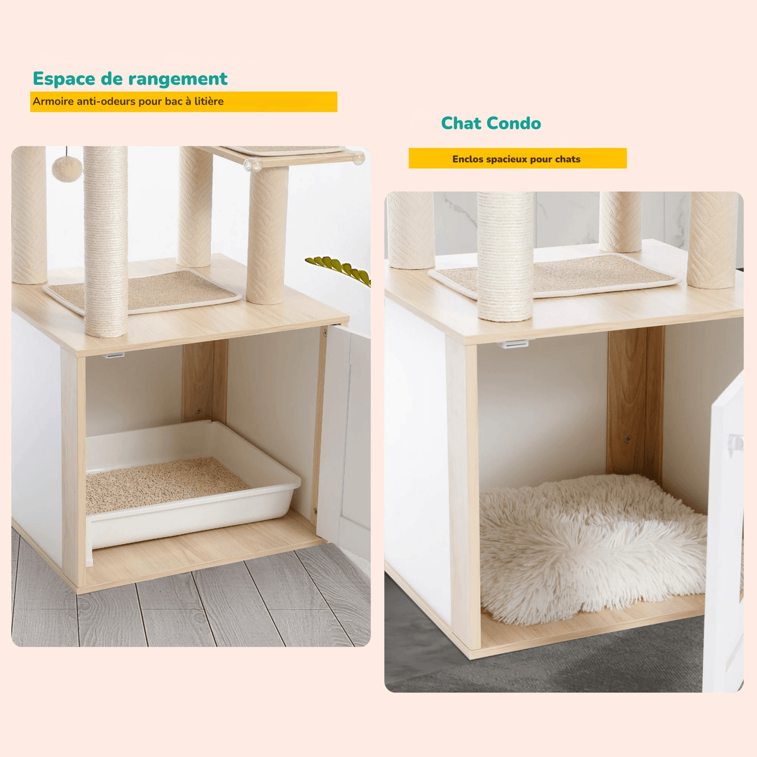 AXIS™ — Moderner Katzenbaum aus Holz mit Höhle & Hängematte, stabil & elegant