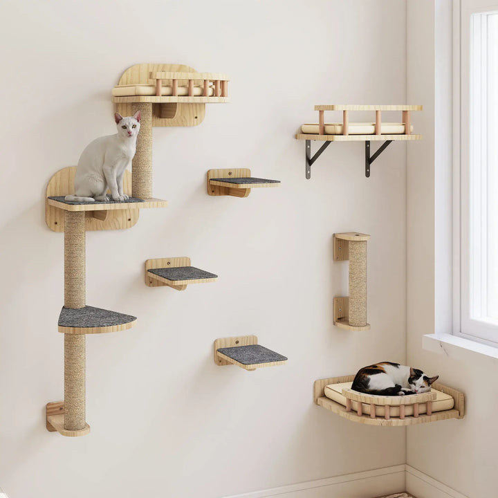 FACETTE™ — Katzen-Wandparcours aus Holz im Design-Stil | Premium Wand-kratzbaum
