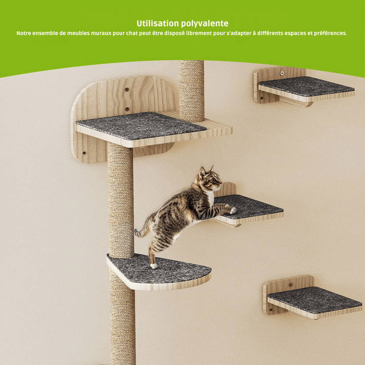 FACETTE™ — Katzen-Wandparcours aus Holz im Design-Stil | Premium Wand-kratzbaum