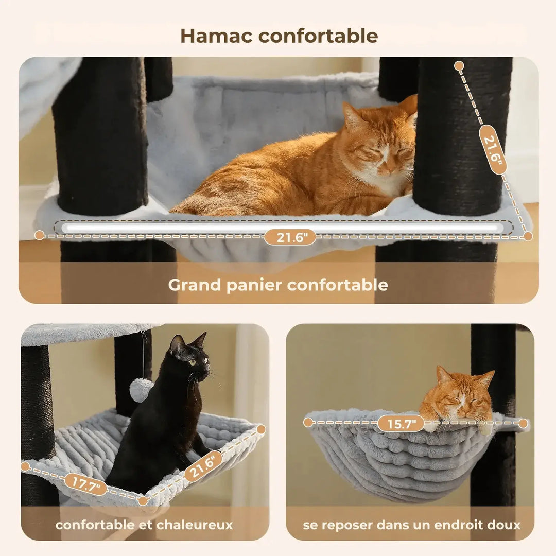 NOVA™ — XXL Katzenbaum 213 cm, mehrstöckig mit Hängematten & Schlafhöhle