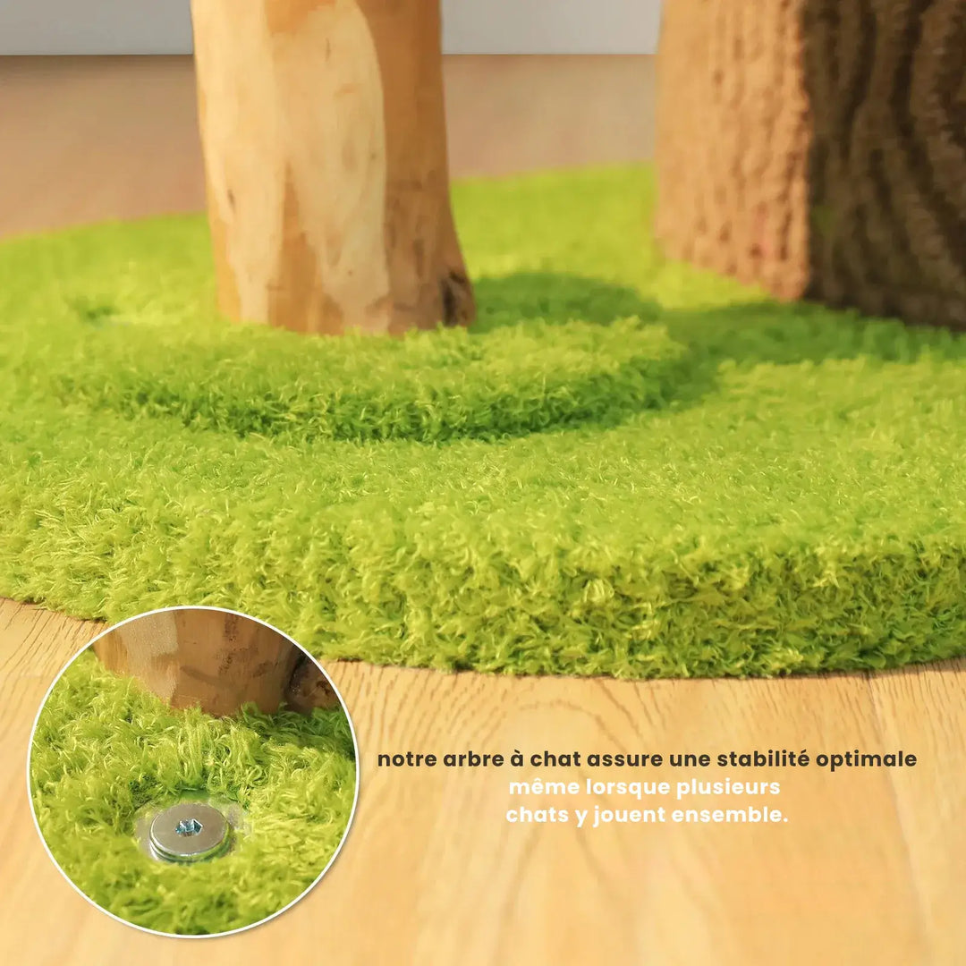 FLORA™ — Katzenbaum im Blüten-Design aus Naturholz mit Höhle & weichen Liegeflächen