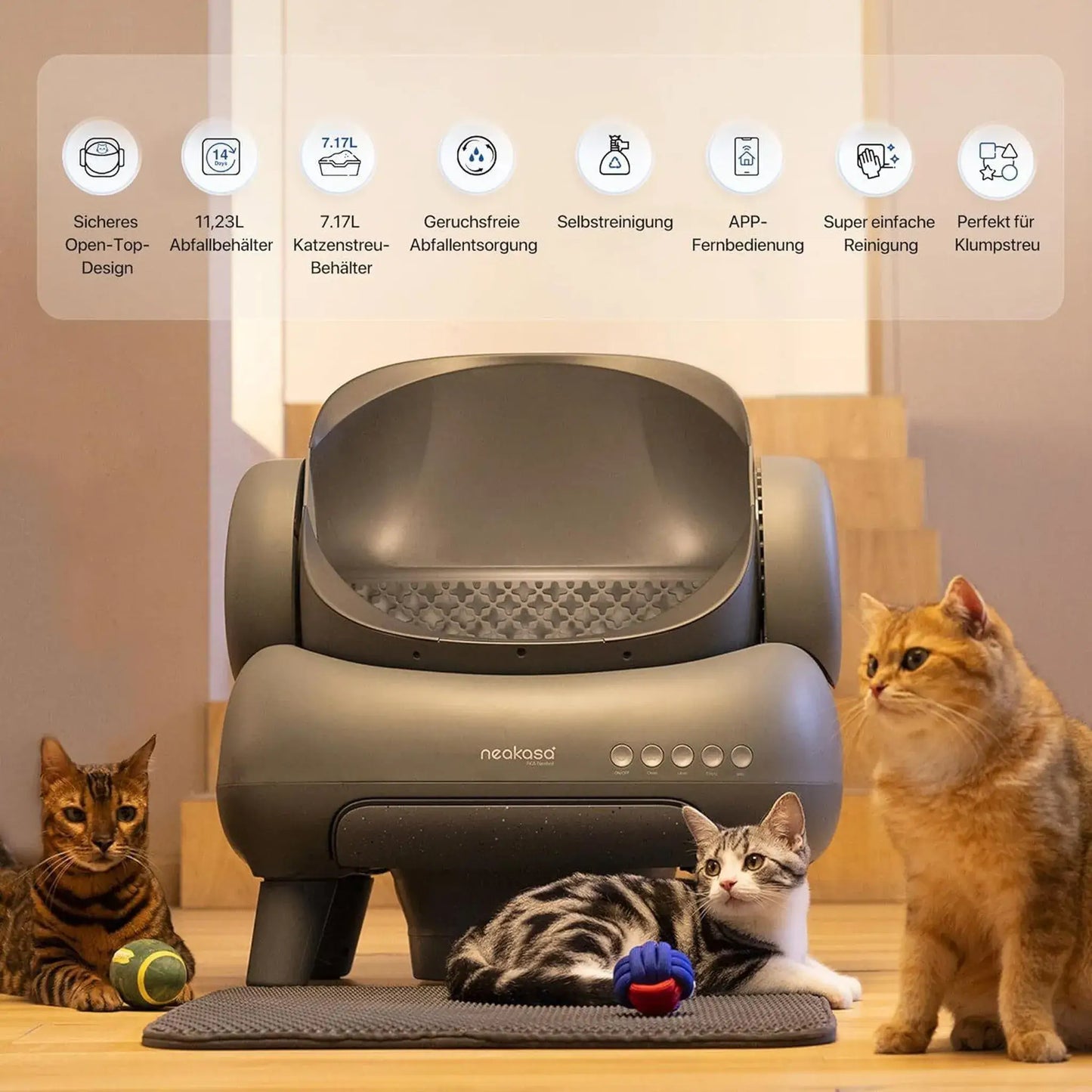 Moderne, geschlossene Katzentoilette – mit automatischer Reinigung und Filtersystem