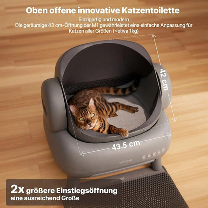 Selbstreinigende Katzentoilette mit großem Innenraum und Runddesign